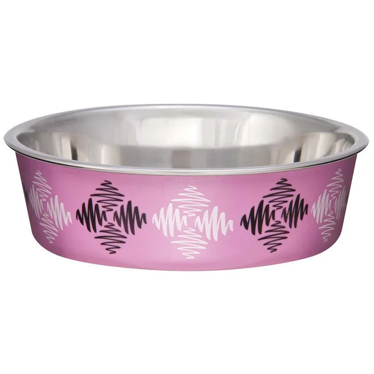 - How to choose pet toysPink Argyle Stainless Steel Bella Dog Bowl