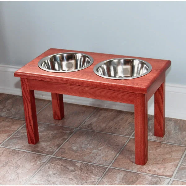 - Cat scratching board toy recommendationsSolid Wood 2 Bowl Cherry Oak Finish Raised Dog Diner