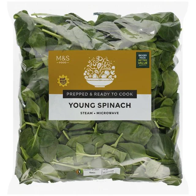 M&S Young Spinach Washed & Ready to Cook   320g