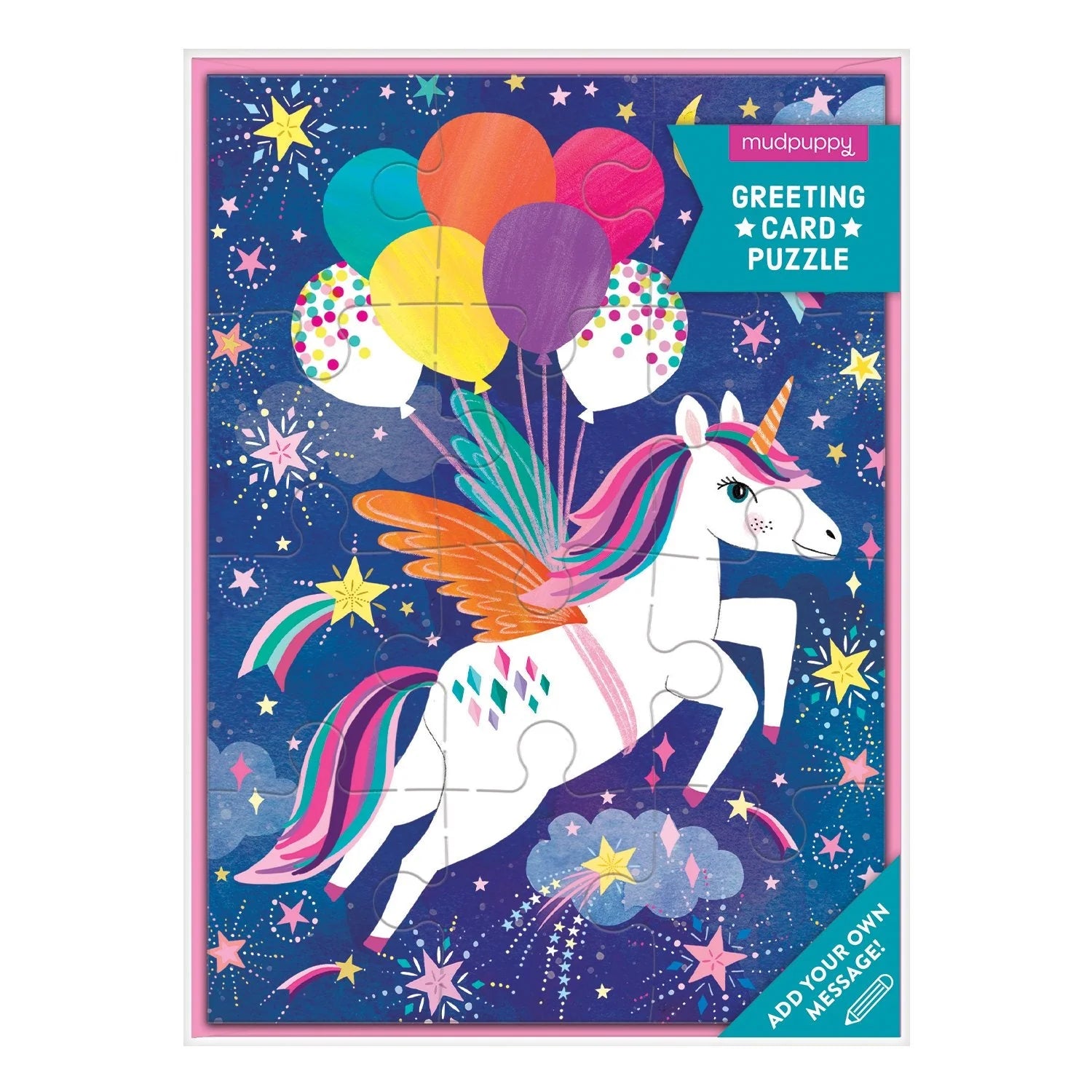 unicorn party greeting card puzzle