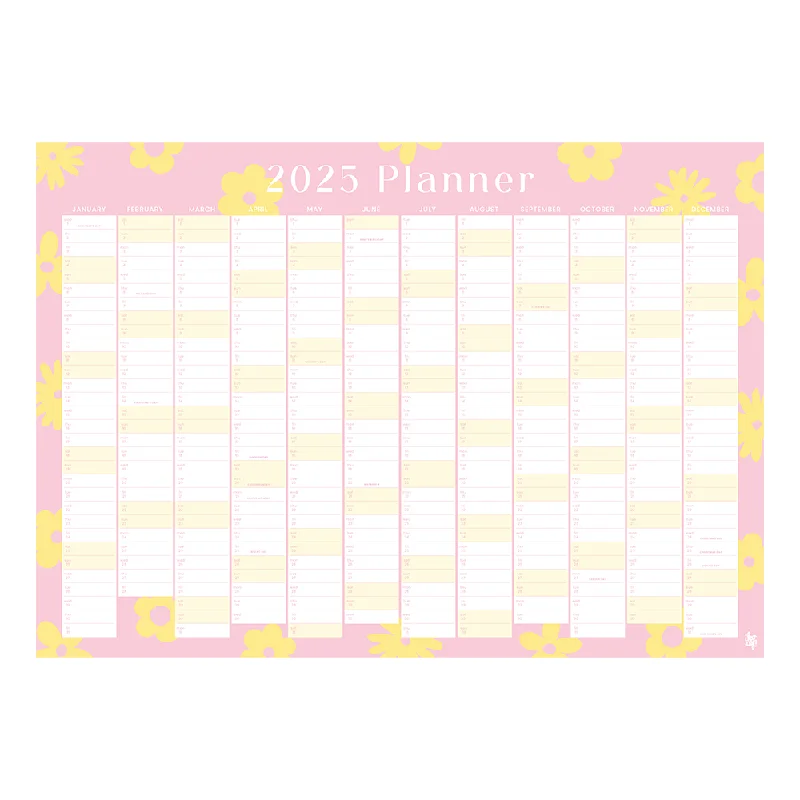 Iko Iko 2025 Wall Planner Flower Power Pink