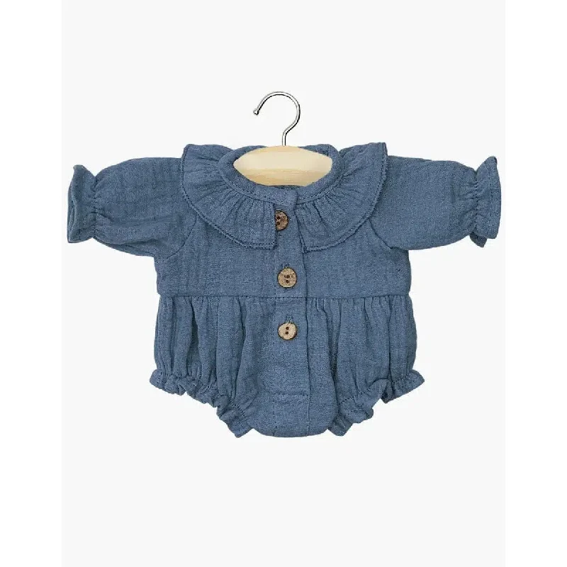 Minikane gordis Léonore romper in overseas blue cotton gauze