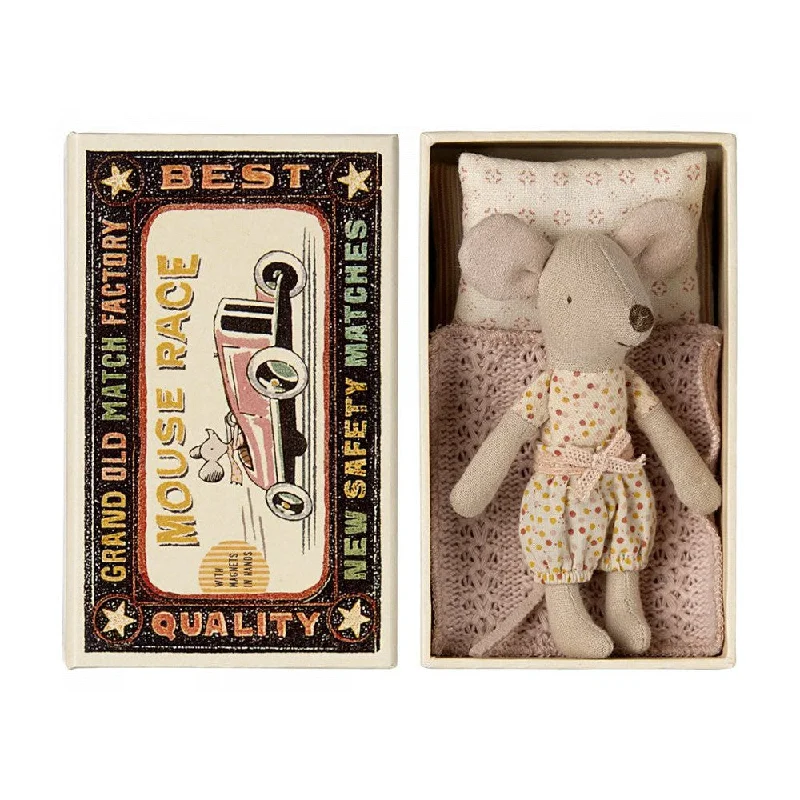 Maileg little sister mouse in matchbox - polkadot pyjamas