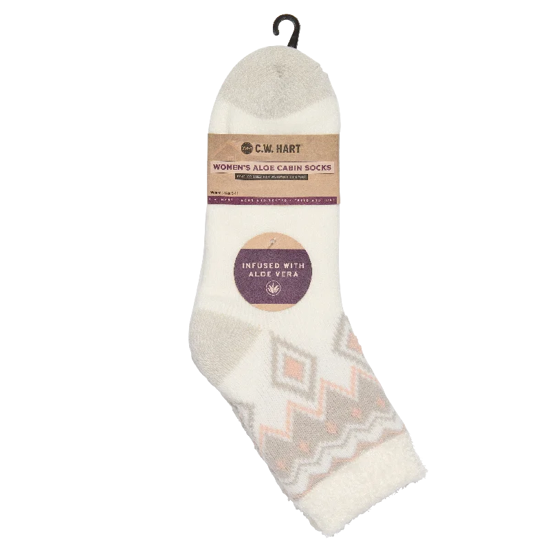 Cozy Cabin Diamond Sock With Aloe - Marshmallow/High Rise