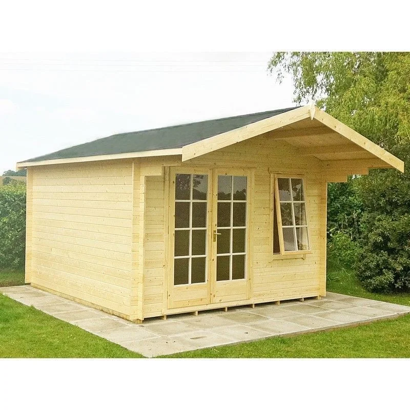 Shire Glenmore 13' 8" x 9' 9" Apex Log Cabin - Premium 44mm Cladding Tongue & Groove