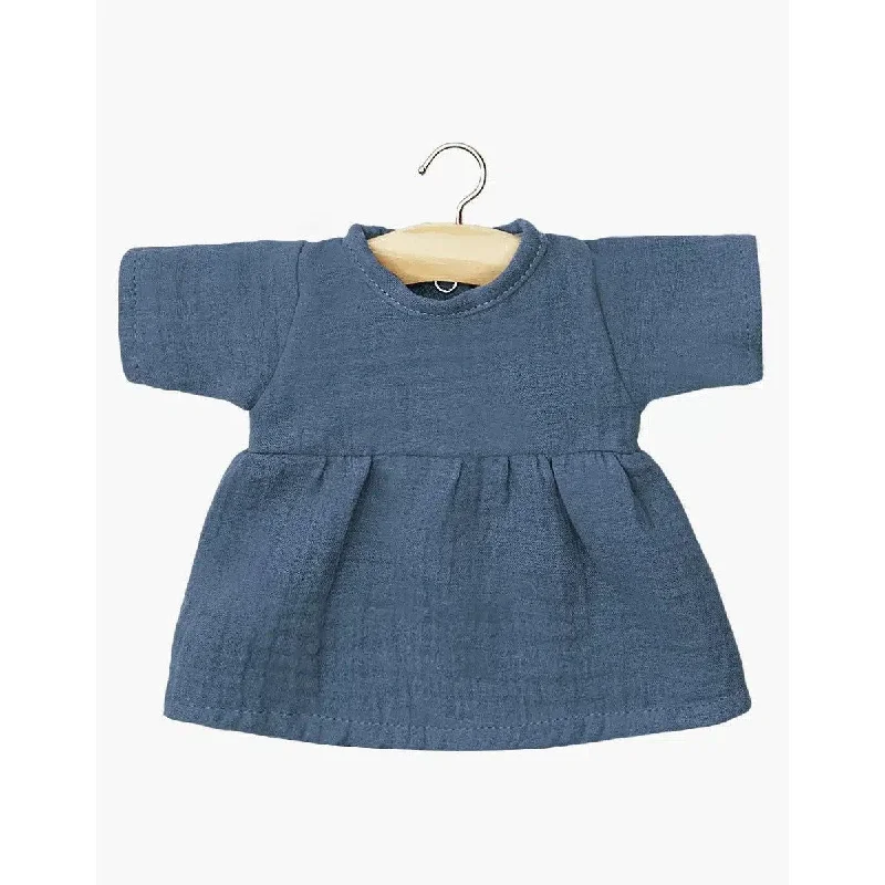 Minikane gordis faustine long-sleeved dress in over seas blue cotton gauze