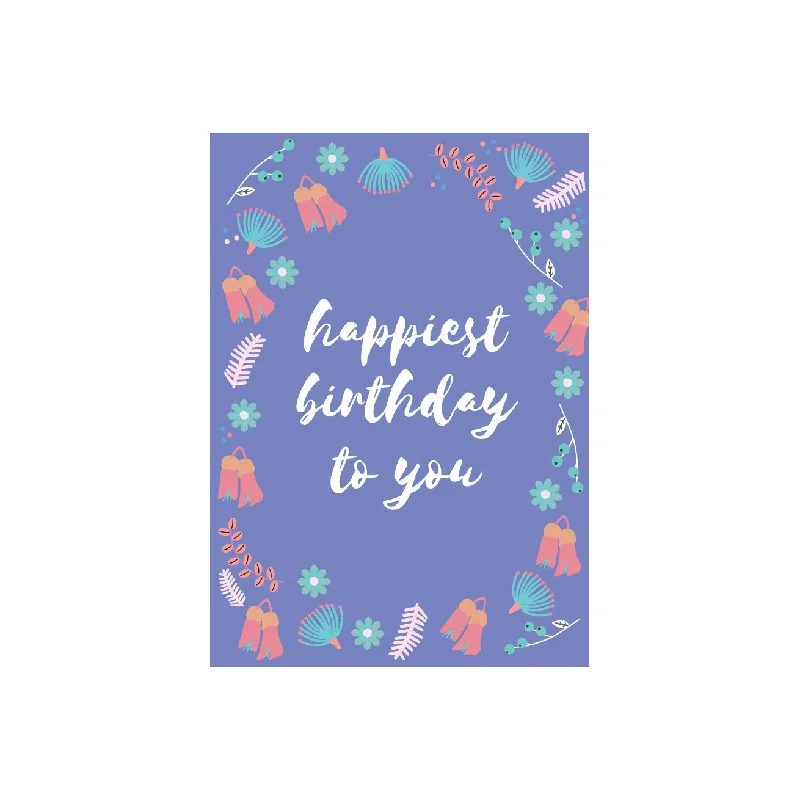 Iko Iko Floral Message Card Happiest Birthday