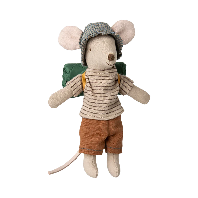 Pre Order Maileg hiker mouse, big brother - thin stripes