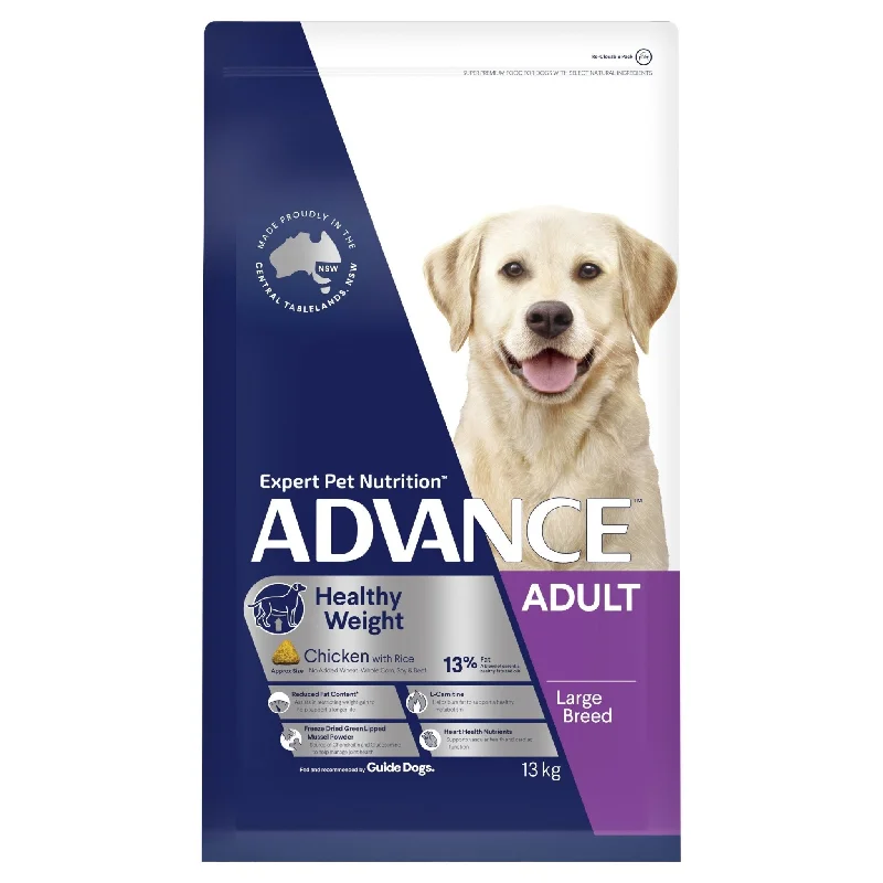 - Food for small dogsADVANCE Healthy Weight Large Adult Dry Dog Food Chicken with Rice 13kg Bag