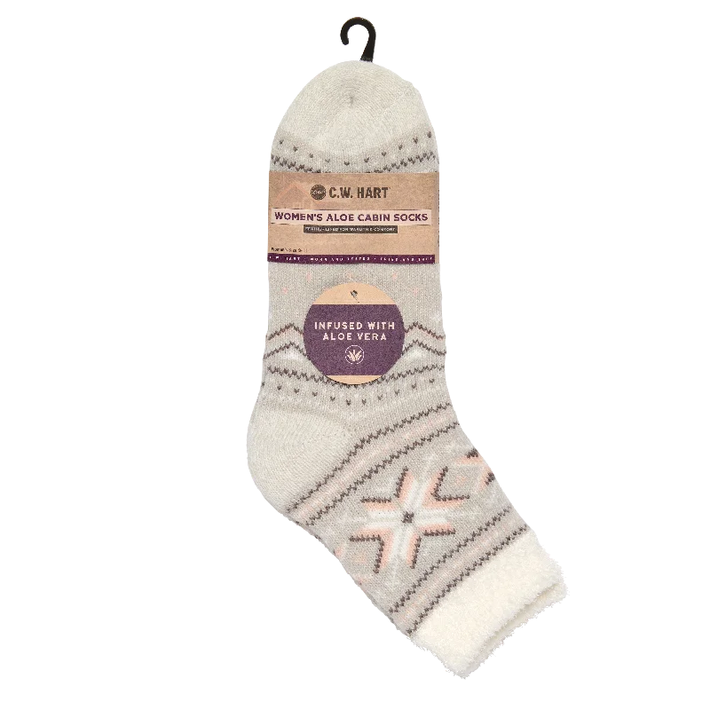 Cozy Cabin Fairisle Sock With Aloe - High Rise/Marshmallow