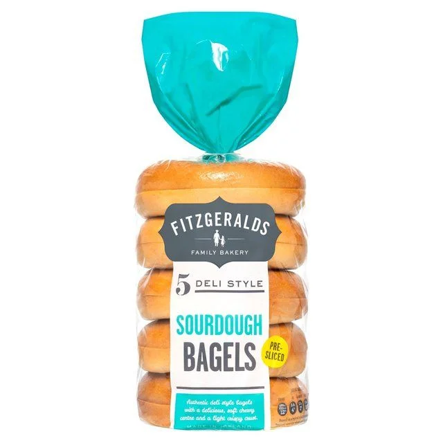 Fitzgeralds Sourdough Sliced Bagels   5 per pack