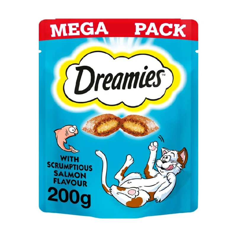    - Cat food for spayed/neutered cats  Dreamies Cat Treat Biscuits Adult & Kitten with Salmon Mega Pack