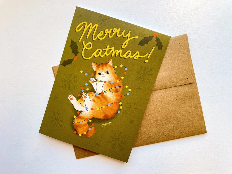 Merry Catmas Greeting Card