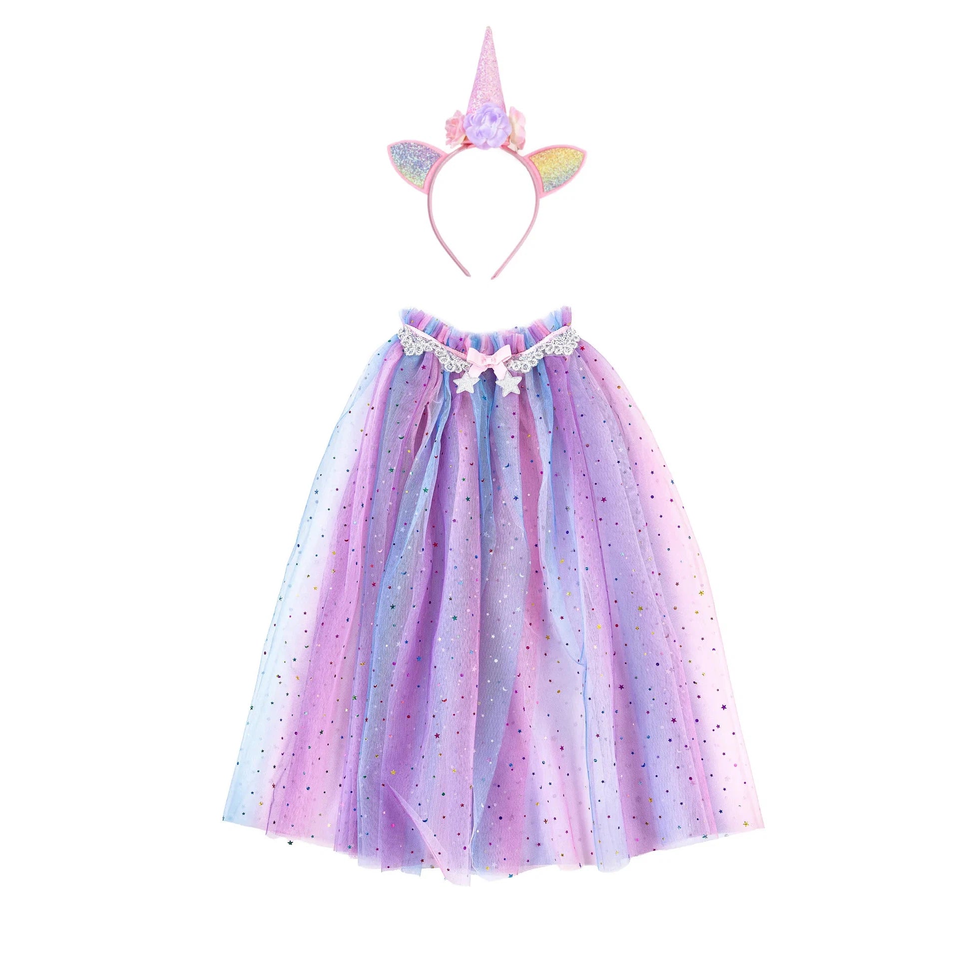 rainbow unicorn cape and headband 4-6