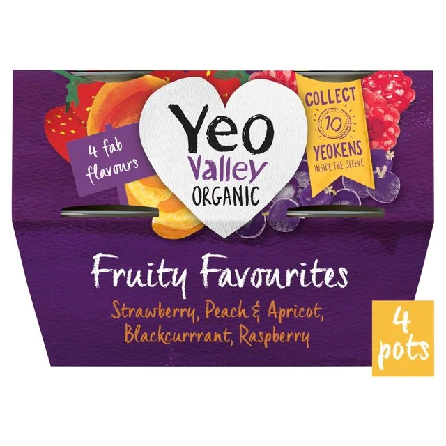 Yeo Valley Organic Fruity Favourites Yoghurts   4 x 110g