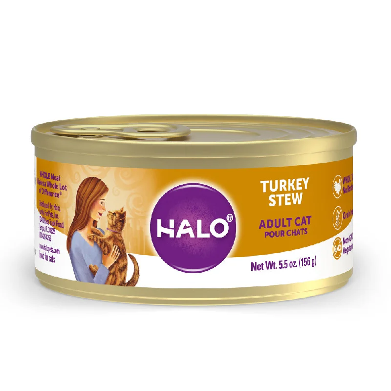    - How is Bricky cat food?  Halo Holistic Grain Free Adult Turkey Stew Canned Cat Food