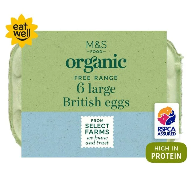 M&S Organic Free Range Large Eggs   6 per pack