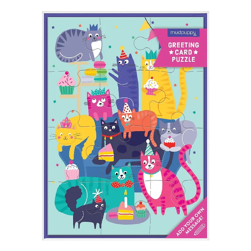 cat party greeting card puzzle