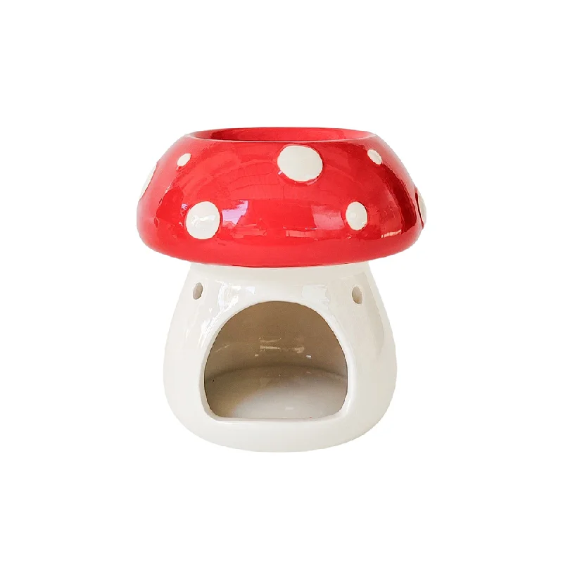 Ceramic Toadstool Oil Burner Red