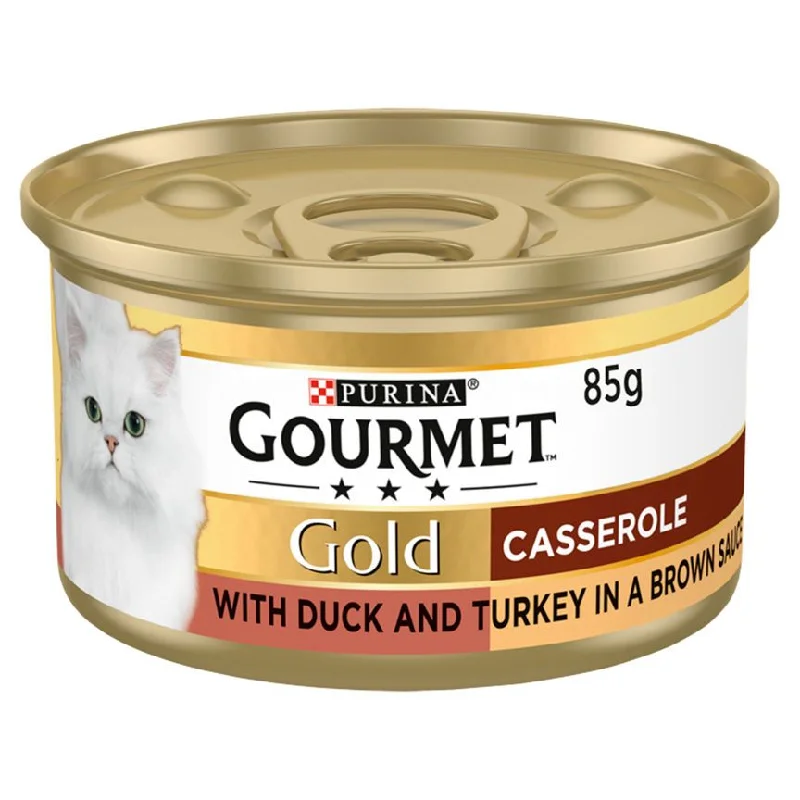    - Cat food for digestive health  Gourmet Gold Tinned Cat Food Duck and Turkey Casserole