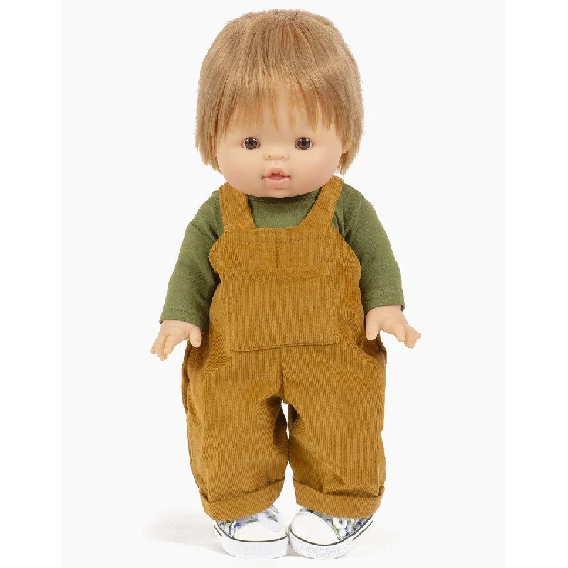 Minikane gordis Antoine overalls set in Havana milleraies and dark khaki jersey t-shirt