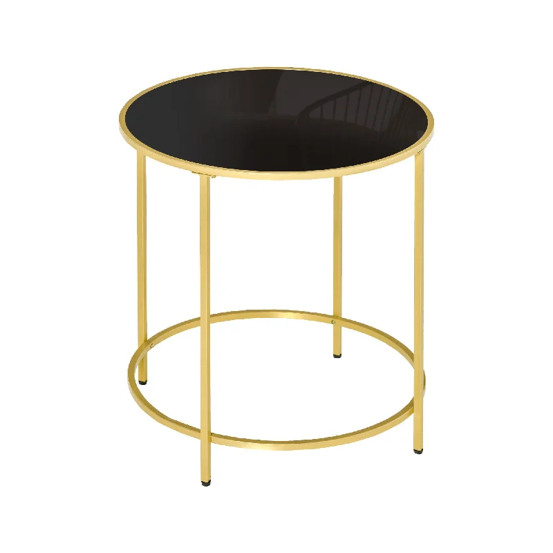 Round Side Table Morden Coffee Tables with Gold Metal Base