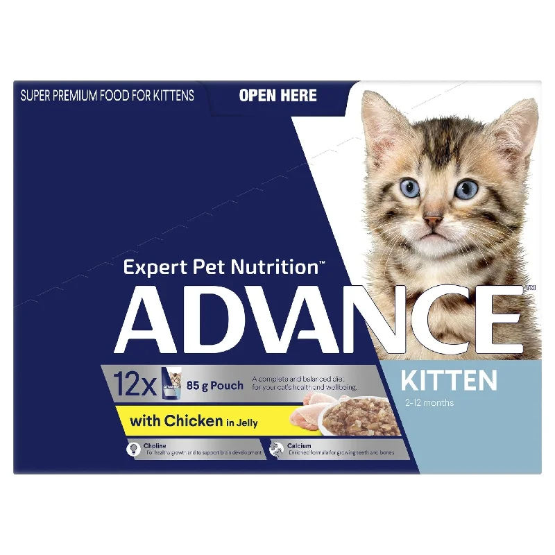 Dog FoodADVANCE Kitten Wet Cat Food Chicken In Jelly 12x85g Pouches