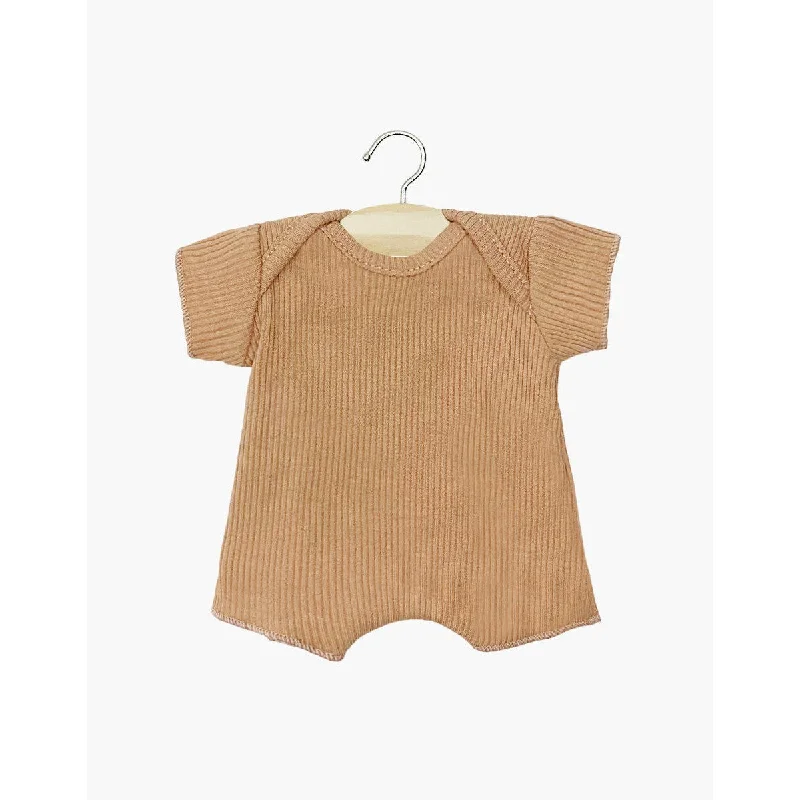 Minikane babies linen ribbed body shorts in brown sugar