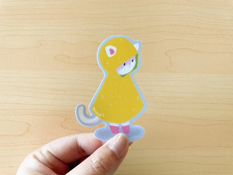 Rainy Cat Waterproof Vinyl Sticker