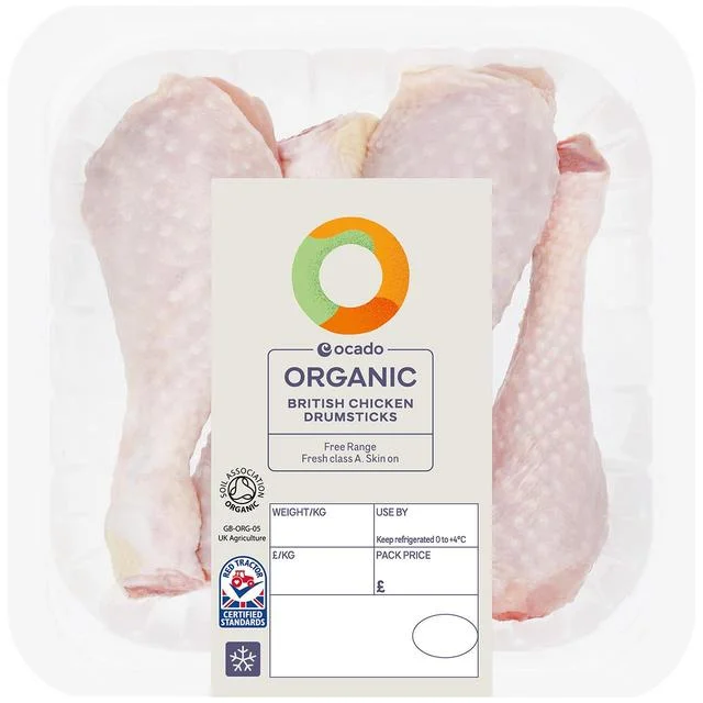 Ocado Organic Free Range Chicken Drumsticks   Typically: 475g