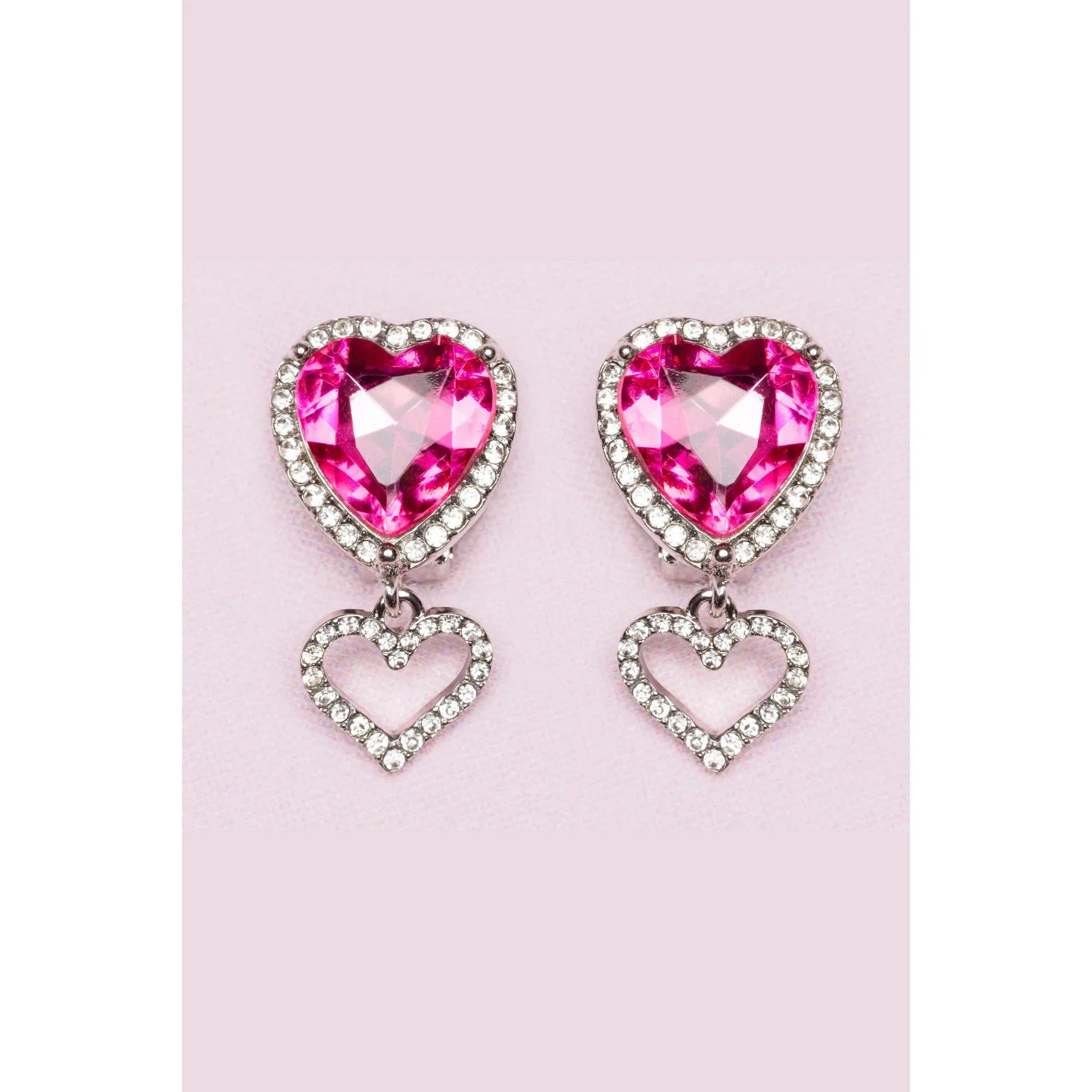 boutique heart jewel clip on earrings