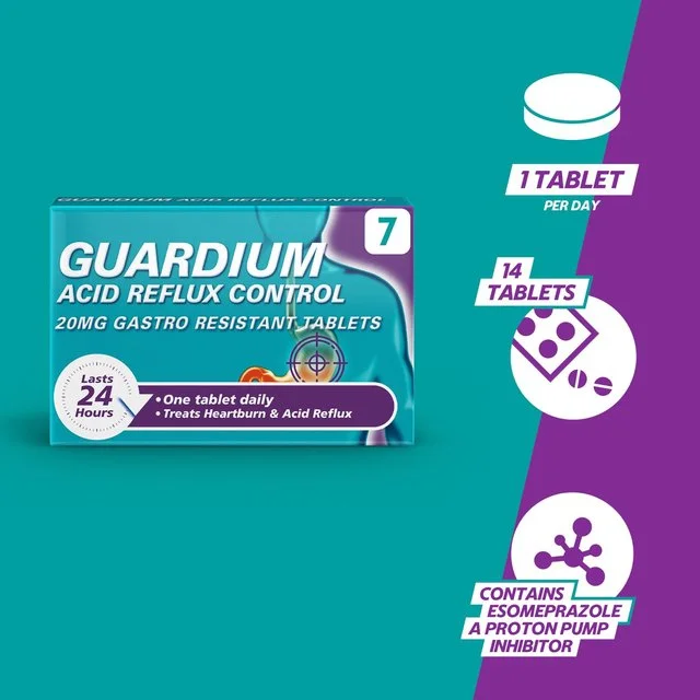 Guardium Acid Reflux Control Tabs Heartburn Indigestion   7 per pack