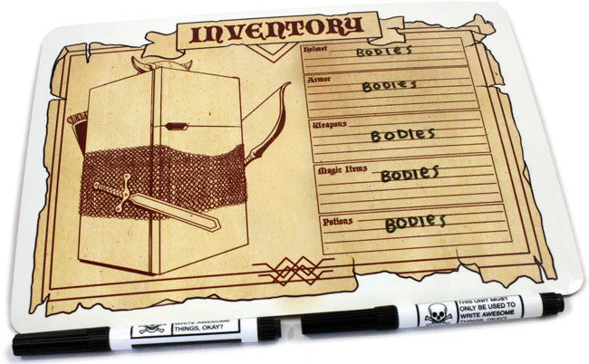 Medieval Inventory Dry Erase Whiteboard