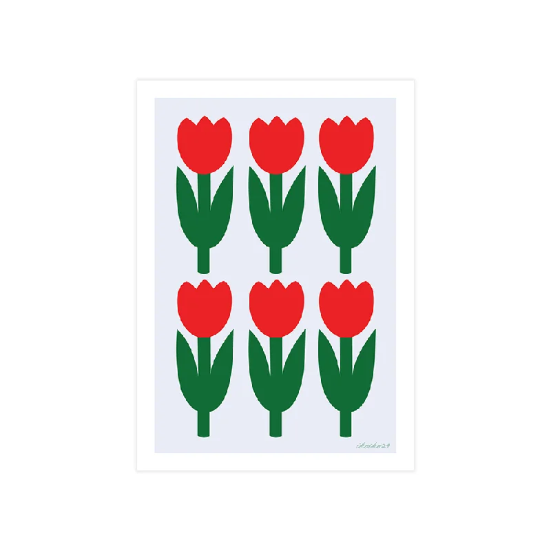 Iko Iko A4 Art Print Red Tulips