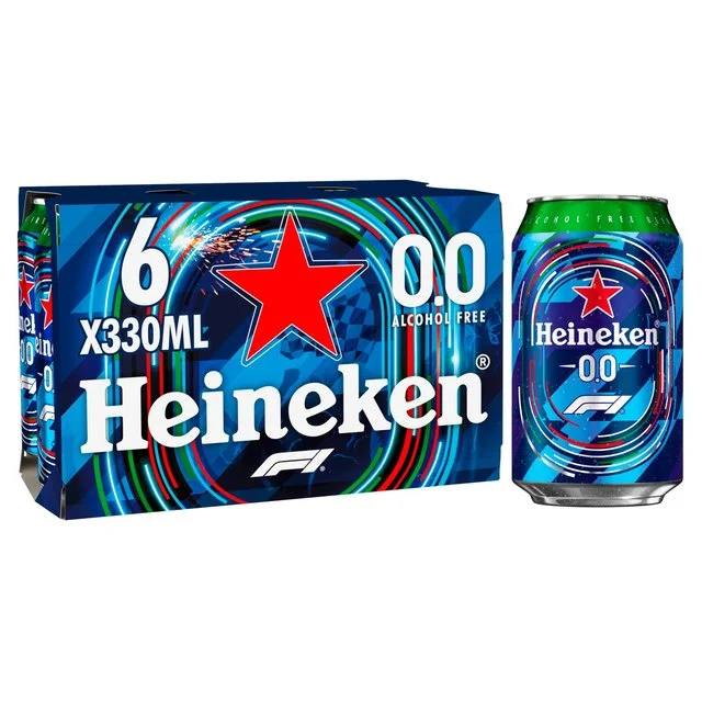 Heineken 0.0 Alcohol Free Beer Cans   6 x 330ml