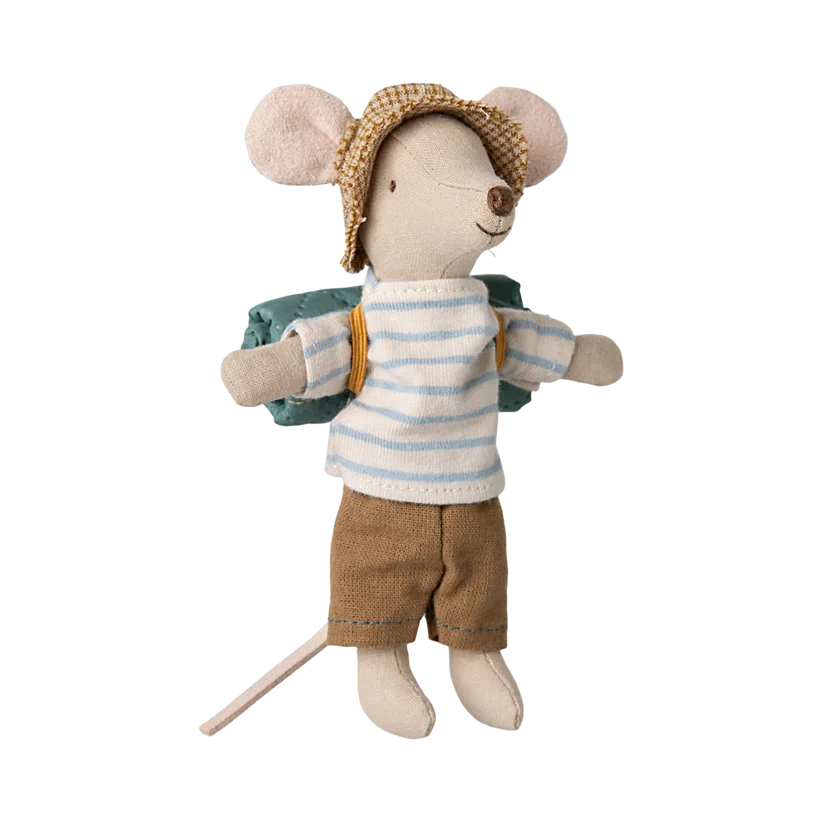 Pre Order Maileg hiker mouse, big brother - stripes