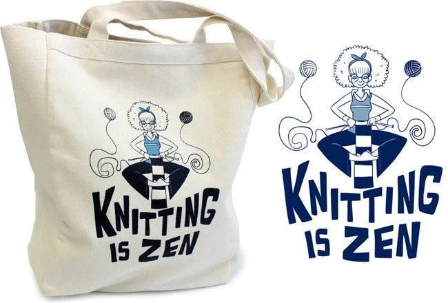 Knitting is Zen Tote by John Allison