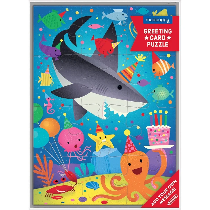 shark party greeting card puzzle