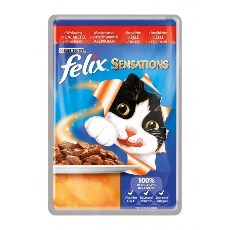 7. **Pet clothes are thickened in winter**Felix Sensation Beef and Tomato in Jelly - Pouch 100g