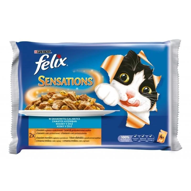 7. **Dog traction rope is automatically retractable**Felix Fantastic Multipack Salmon and Plaice in jelly - Pouch 4x100g